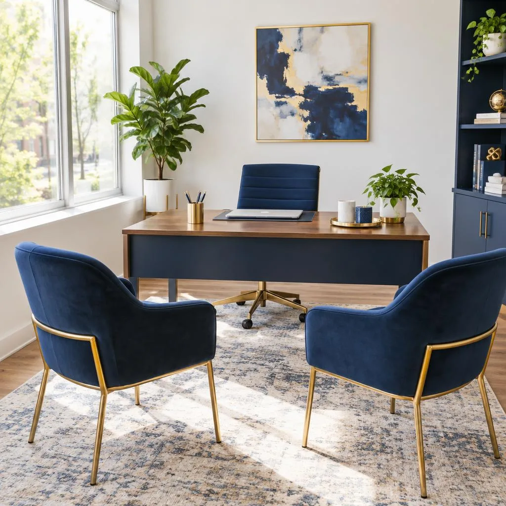 Welcoming local office desk with two chairs ready for a client meeting